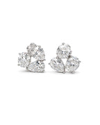 Classic 4.24cts Multi Shape Solitaire Cluster Stud Diamond Earrings 18K