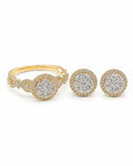 Classic Round Halo Stud Infinity Paved Diamond Jewelry Set 14K