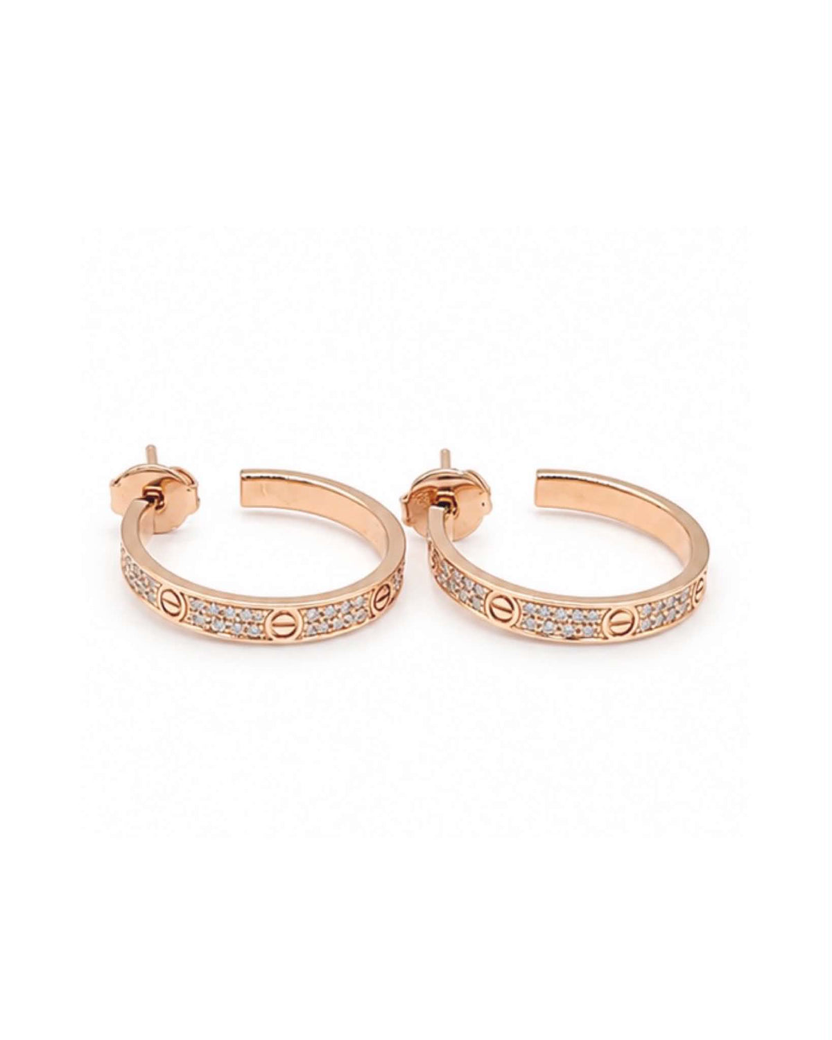 Classic Rosegold Creole Hoop Diamond Earrings 14K