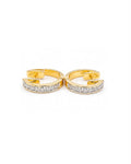 Classic Golden Round Half Eternity Hoop Diamond Earrings 14K