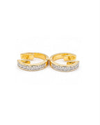 Classic Golden Round Half Eternity Hoop Diamond Earrings 14K