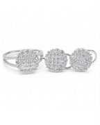 Classic Round Invisible Setting Paved Stud Diamond Jewelry Set 18K
