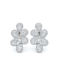 Classic Floral Pear Cluster Diamond Earrings 14K