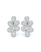 Classic Floral Pear Cluster Diamond Earrings 14K