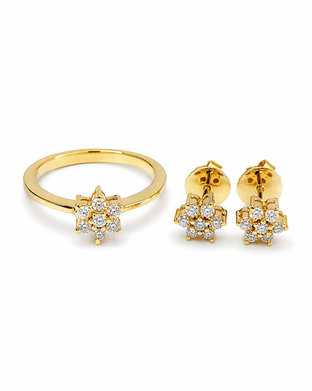 Classic Rositas Golden Round Diamond Jewelry Set 14K
