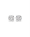 Classic Round Invisible Setting Stud Diamond Earrings 18K