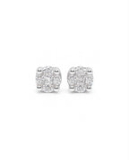 Classic Round Invisible Setting Stud Diamond Earrings 18K