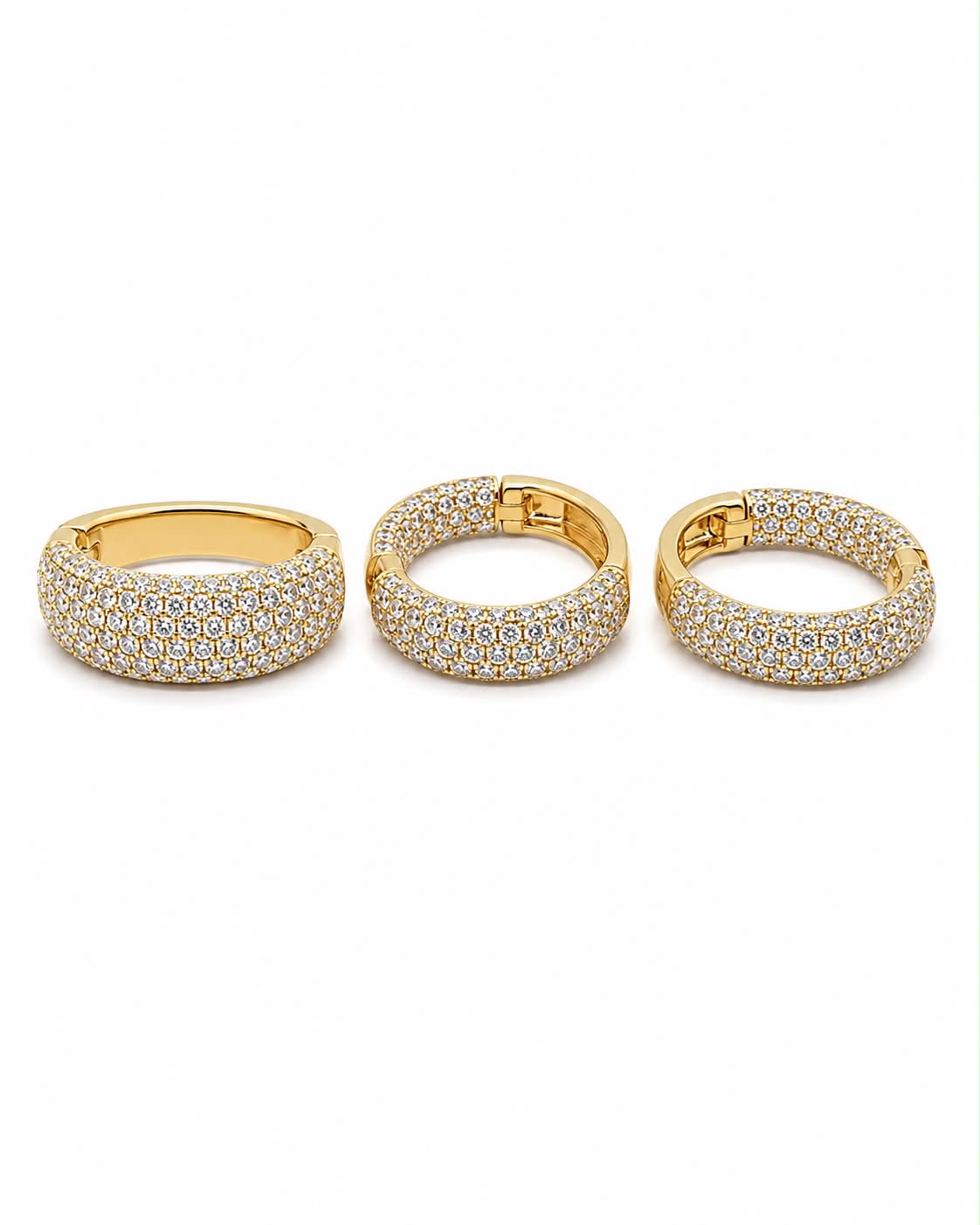 Classic Hoop Round Thick Huggie Diamond Jewelry Set 14K