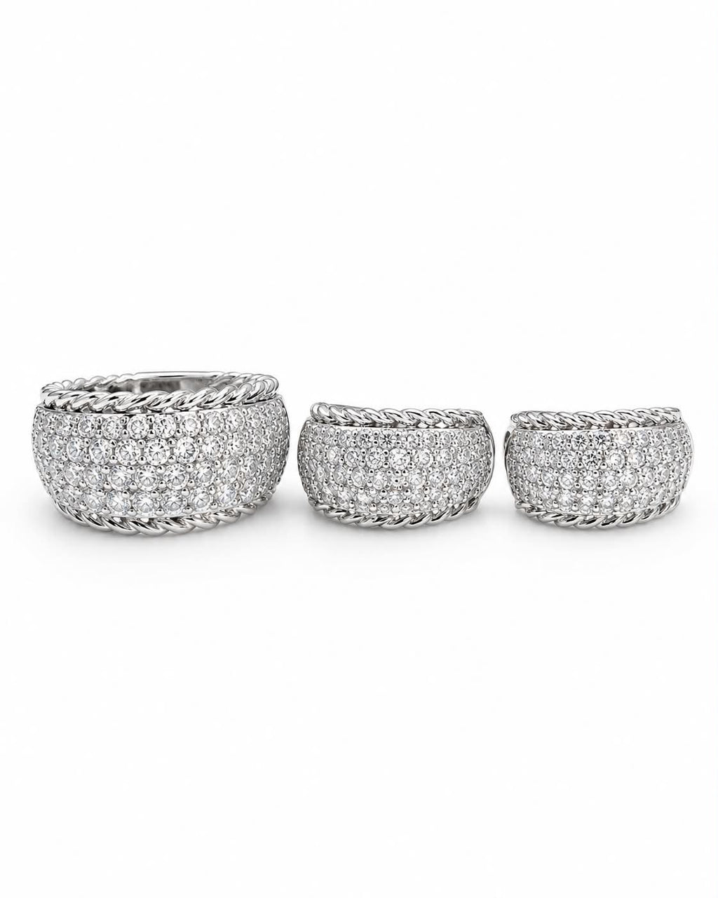 Classic Hoop Round Chunky Half Eternity Diamond Jewelry Set 14K