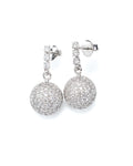 Classic Round Sphere Ball Dangle Diamond Earrings 18K