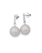 Classic Round Sphere Ball Dangle Diamond Earrings 18K