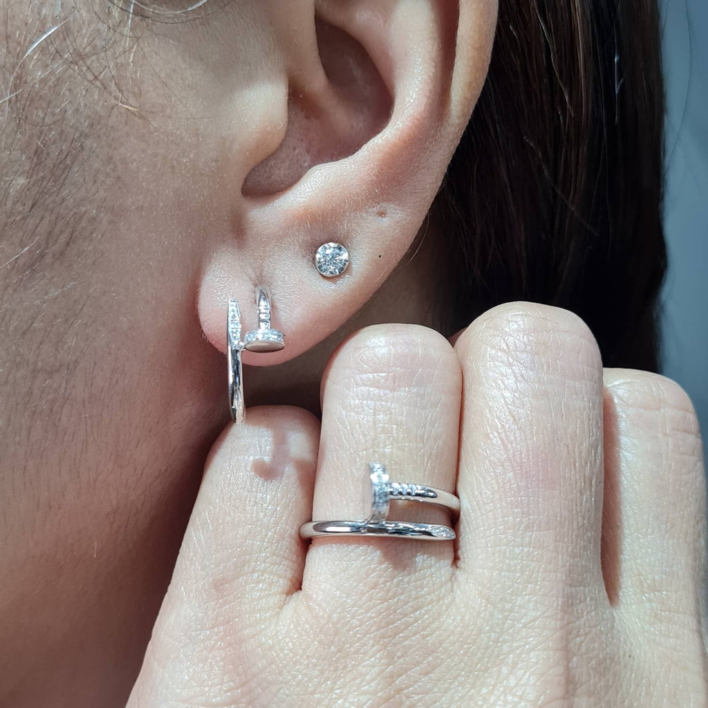 Classic Hoop Nail Deco Diamond Jewelry Set 14K