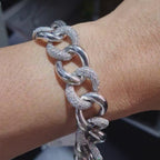 Cuban Linked Paved Diamond Bracelet 14K