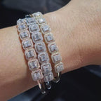 Cushion Halo Statement Diamond Bracelet Bangle 14K 16cm