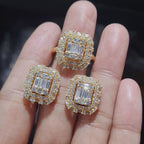 Classic Emerald Baguette Golden Diamond Jewelry Set 18K