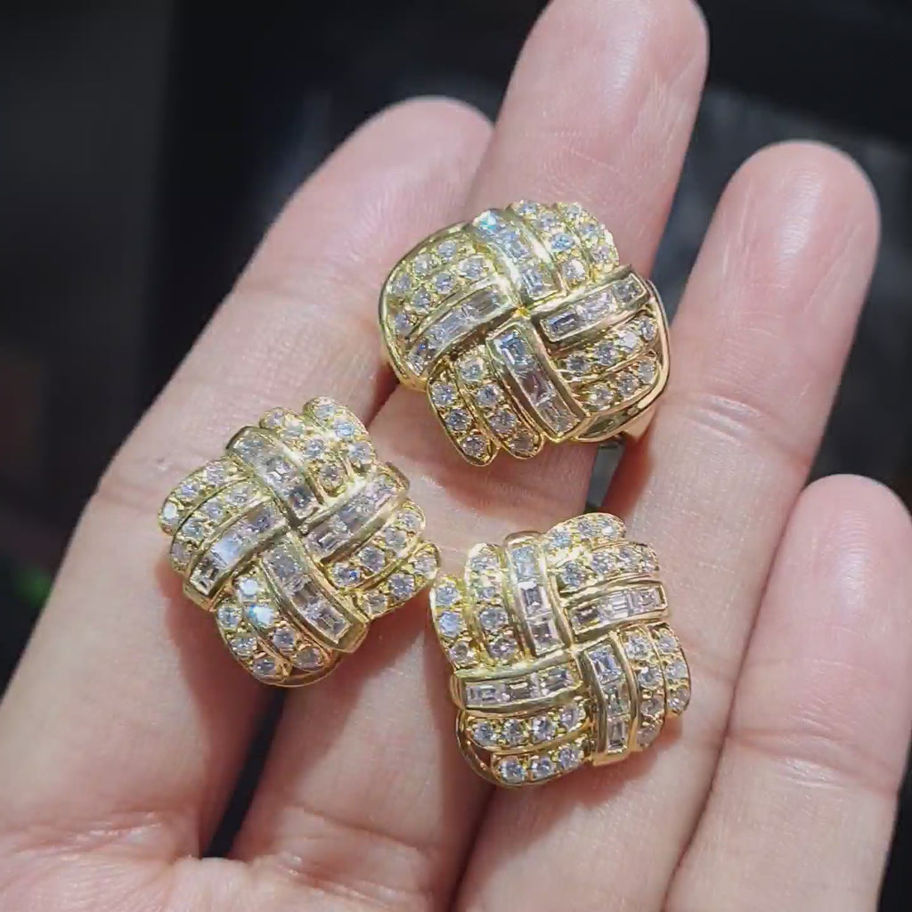 Golden Weave Paved Diamond Jewelry Set 18K