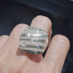 Golden Bar Statement Diamond Ring 14K