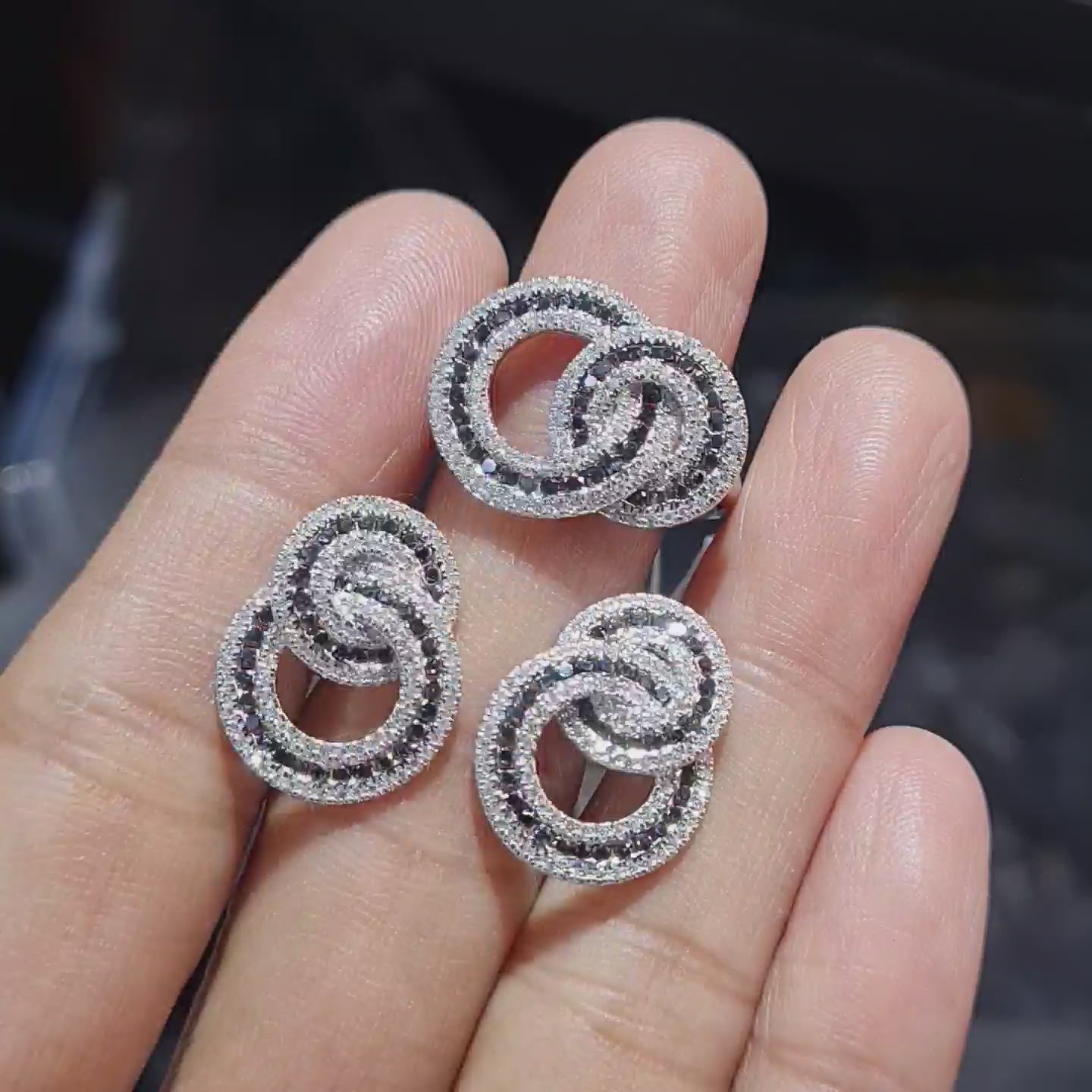Infinity Black Diamond Jewelry Set 14K