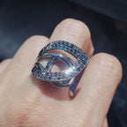 Statement Black Colored Diamond Ring 14K