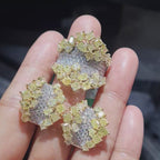 Rare Fancy Yellow Diamond Cluster Statement Diamond Jewelry Set 14K