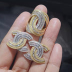 Two Tone Crossover Statement Diamond Jewelry Set 14K