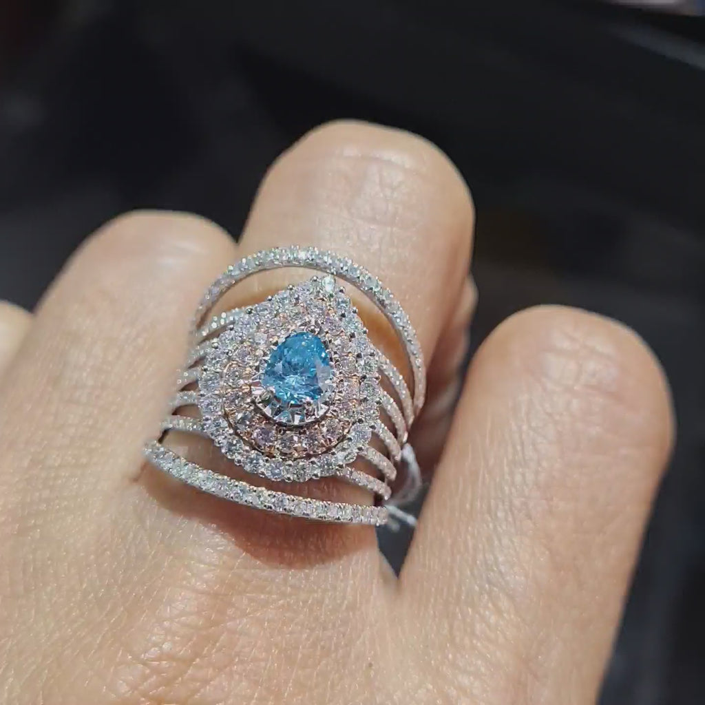 Tear Drop Statement Diamond Ring 14K
