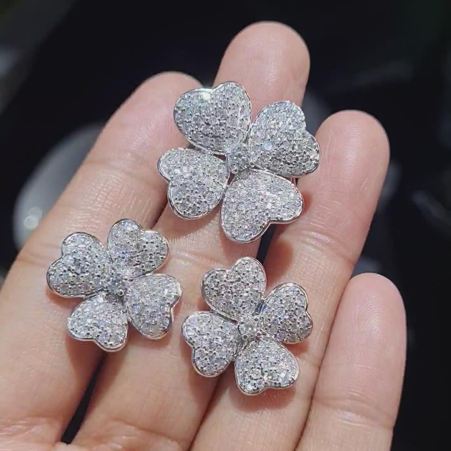 White Gold Floral Statement Diamond Jewelry Set 14K