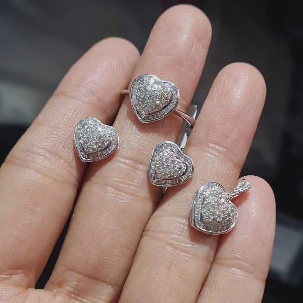Classic Heart Diamond Jewelry Set 18K