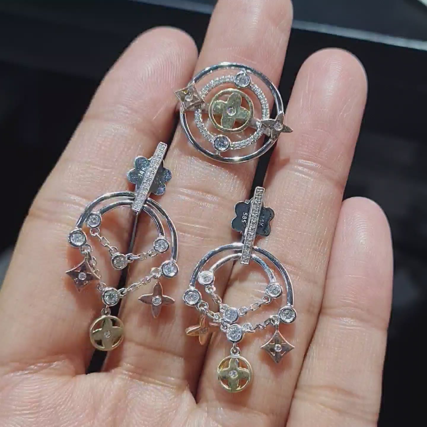 Multi Charm Dangle Diamond Jewelry Set 14K