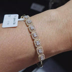 Golden Emerald Halo Diamond Bracelet 14kt 16cm