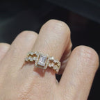 Classic Emerald Twin Diamond Ring 14K