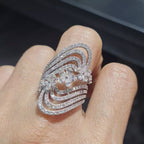 Floral Cluster Paved Statement Diamond Ring 14K