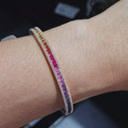 Rosegold Rainbow Sapphire Diamond Bracelet 18K 15.5cm