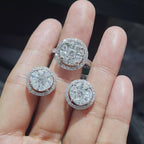 Classic Round 10ct Face Invisible Setting Statement Diamond Jewelry Set 18K