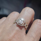 Classic Emerald Paved Golden Diamond Ring 14K