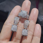 Classic Round Dangling Statement Diamond Jewelry Set 14K