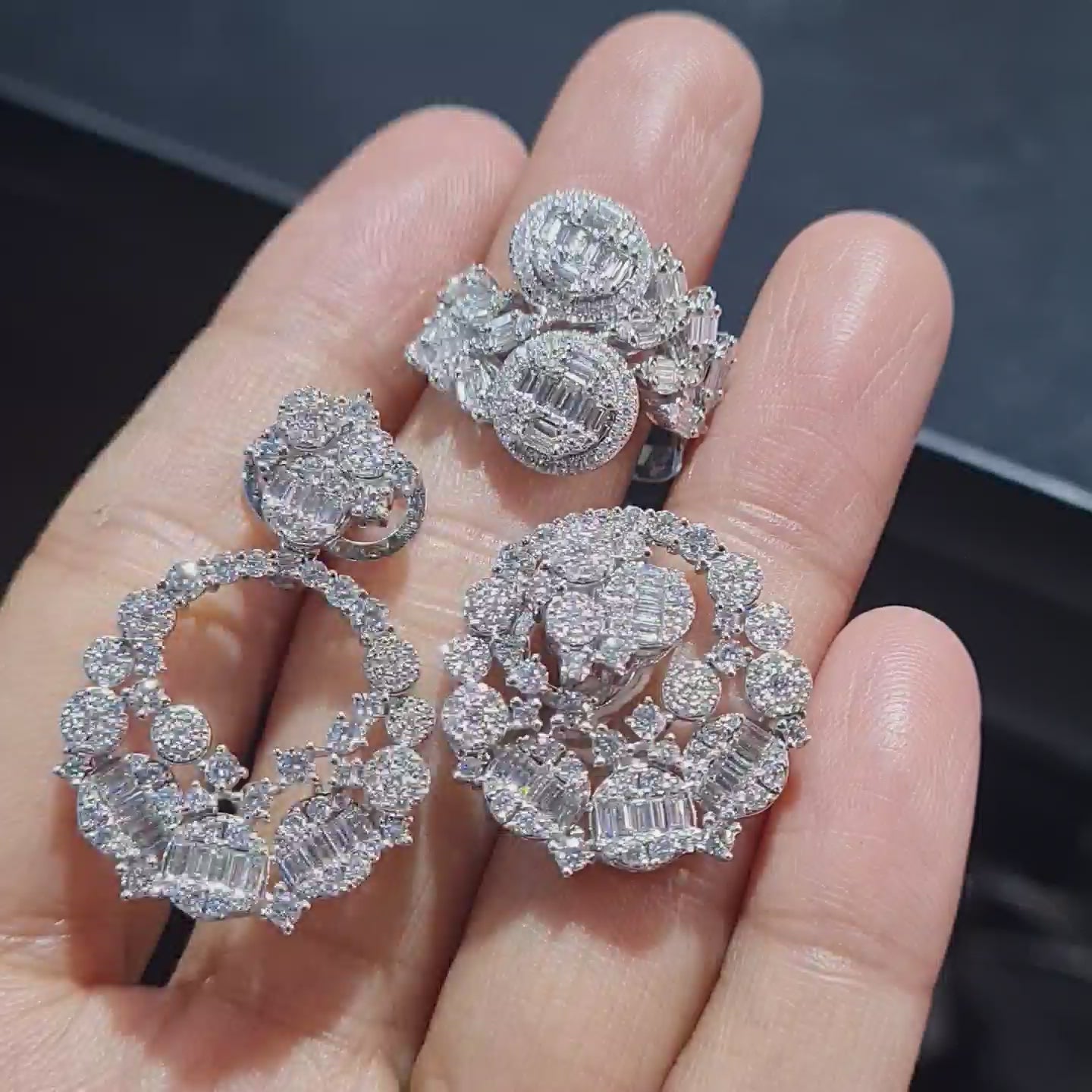 Multi Wear Round Statement Diamond Jewelry Set 14K