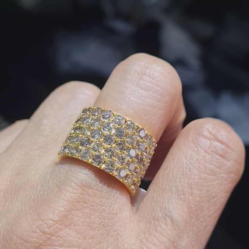 Classic Golden Millionaire’s Half Eternity Statement Diamond Ring 18K