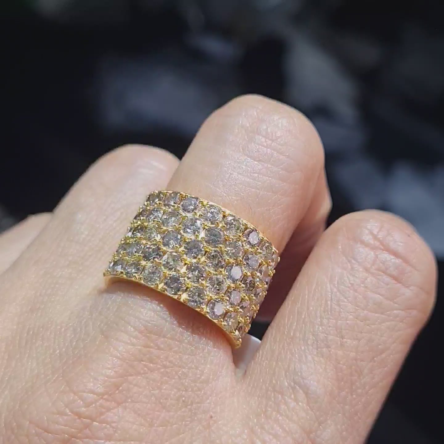 Classic Golden Millionaire’s Half Eternity Statement Diamond Ring 18K