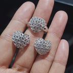 Classic Heart Cage Diamond Jewelry Set 14K