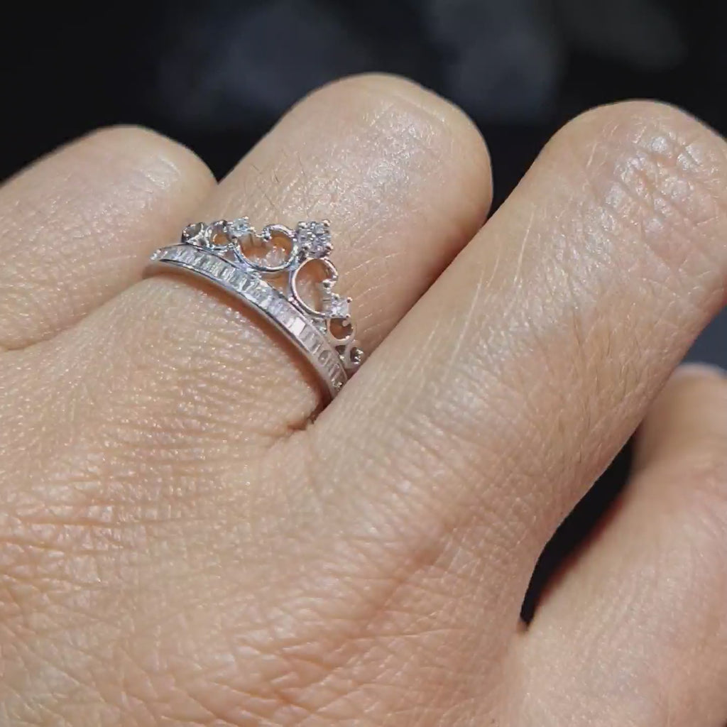 Classic Crown Half Eternity Diamond Ring 14K