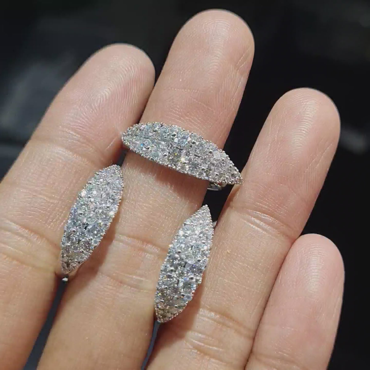 Classic Hoop Leaf Diamond Jewelry Set 14K