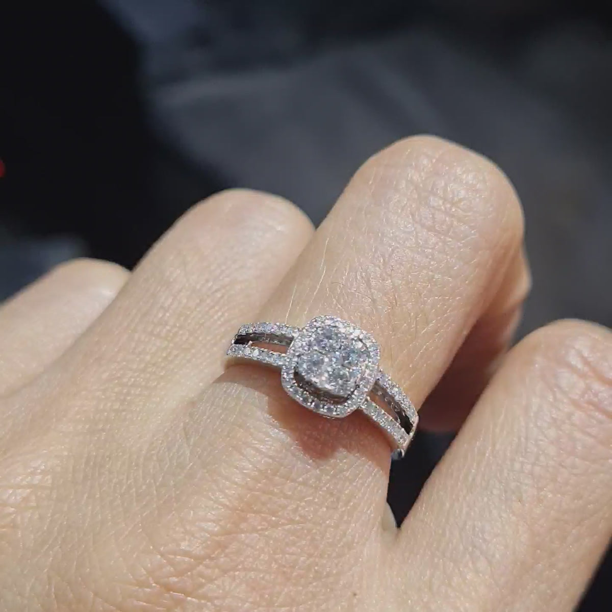 Classic Cushion Round Paved Diamond Ring 18K