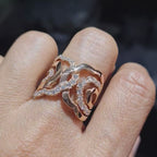 Rosegold Crossover Deco Diamond Ring 18K