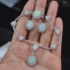 Opal Gemstones Diamond Jewelry Set 14K