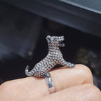 Black Gold Deco Dog Diamond Ring 14K