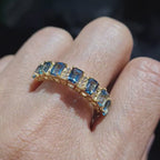 Golden Topaz Gemstones Half Eternity Diamond Ring 14K