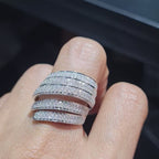 Crossover Paved Statement Diamond Ring 14K