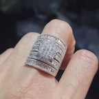 Two Tone Stack Round Statement Diamond Ring 14K