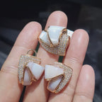 Rosegold Mother of Pearl Paved Diamond Jewelry Set 14K